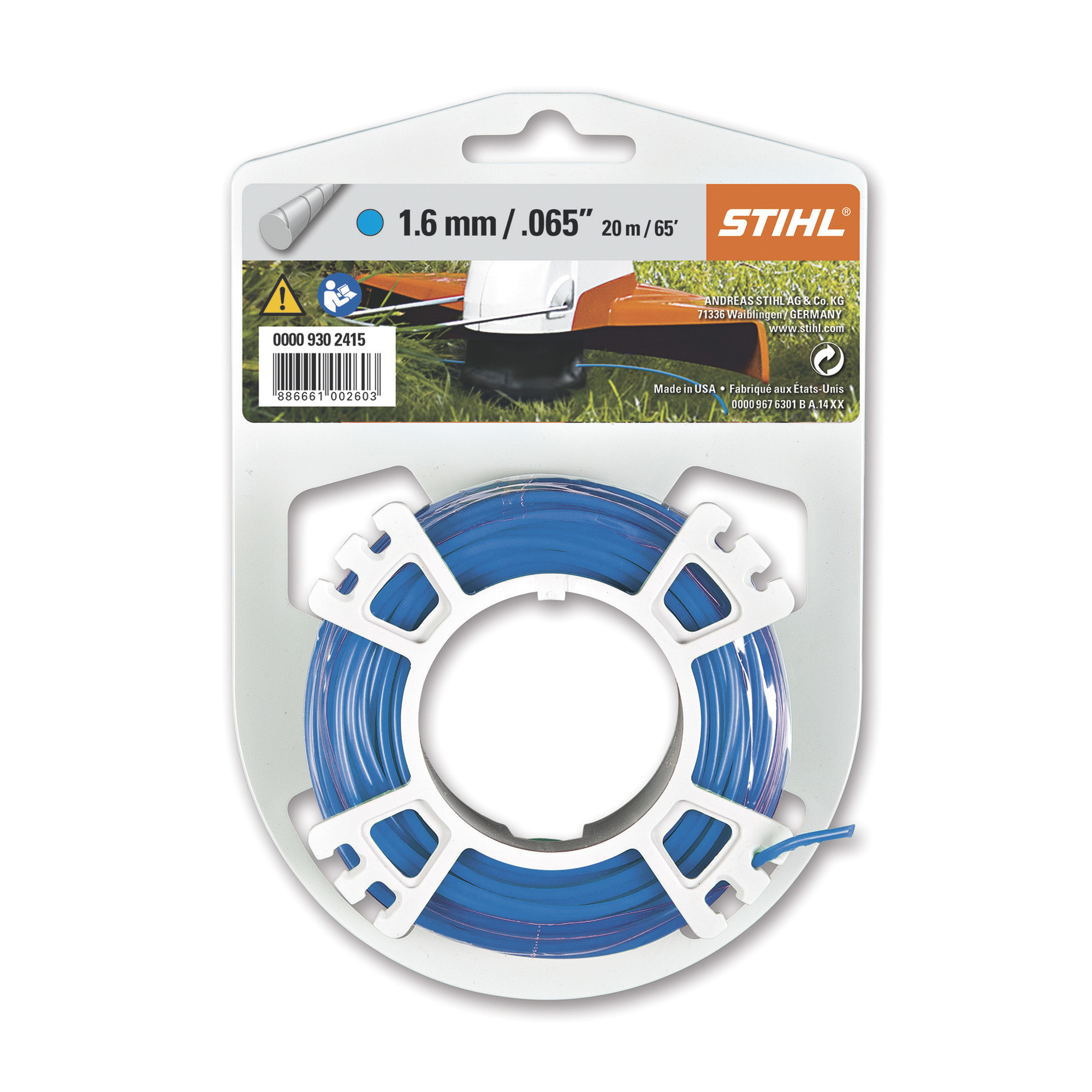 STIHL Quiet Line String Trimmer Line, 0.065in. dia. x 65ft. Coil, Blue